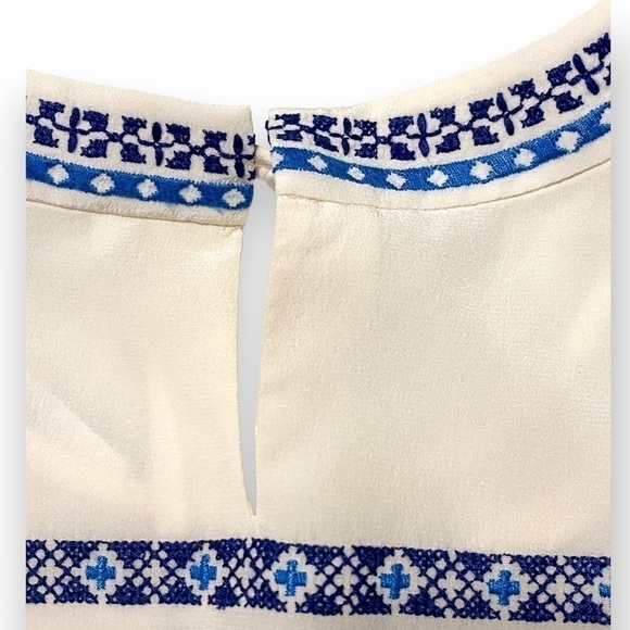 NWT Veronica Beard White Silk Embroidered Baja Flutter Top, Size 0 - Picture 11 of 14